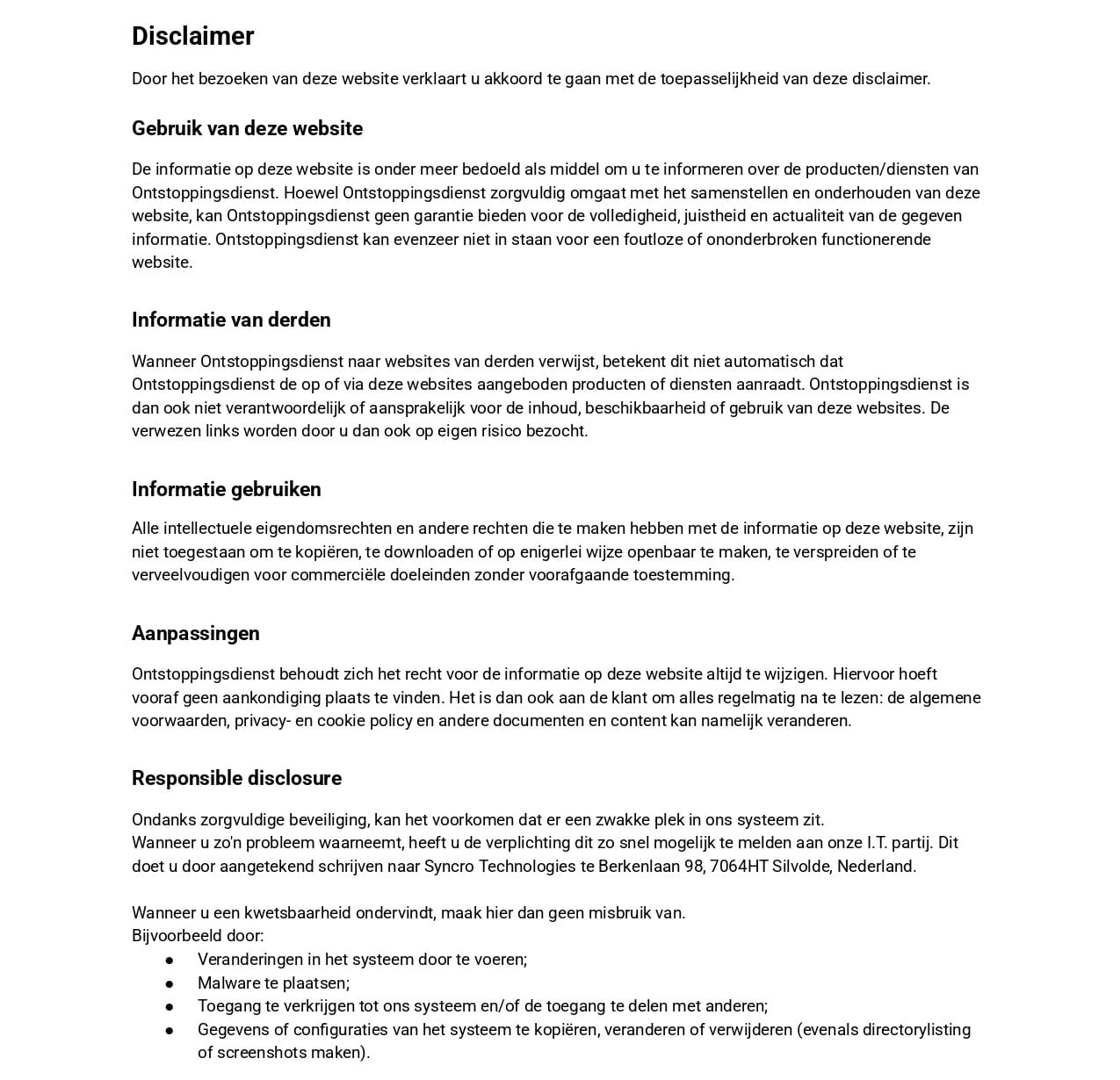 Ontstoppingsdienst GDPR Disclaimer 1 -